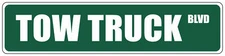 Green Aluminum Weatherproof Road Street Signs Tow Truck Home Decor Wall