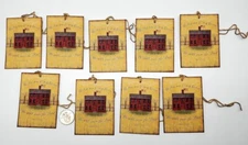 9~Primitive~Handmade~Farmhouse~Linen Cardstock~Salt Box House~Gift~Tags