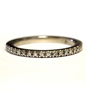 New 14k white gold .19ct SI2 H diamond wedding band ring 2.3g estate vintage
