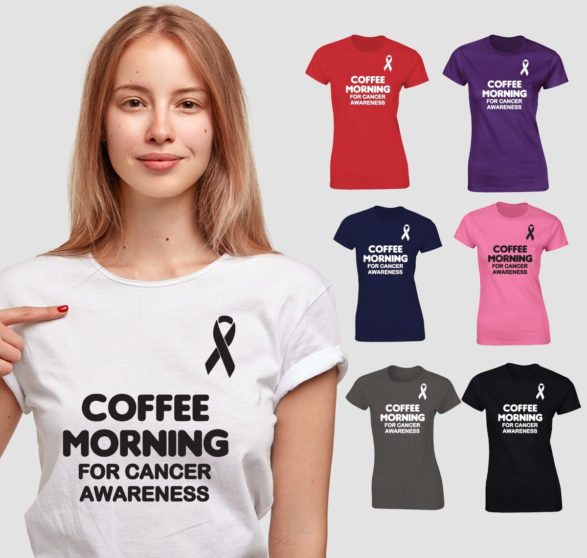 Coffee Morning Donation Macmillan Worlds Ladies Tee Top Cancer Charity  T-shirt