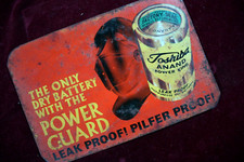 ** VINTAGE TOSHIBA BATTERY TIN SIGN ANAND POWER KING EARLY DEALER ADVERTISING **