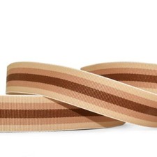 10yds Warm Brown Beige Tan Striped Grosgrain Ribbon 7/8"W