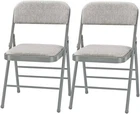 Fabric White Steel Frame Padded Folding Chair(2 PACK)