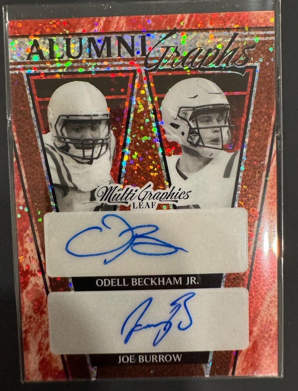 2023 Leaf Eclectic Joe Burrow Odell Beckham Jr Alumni Dual Auto /9 Red
