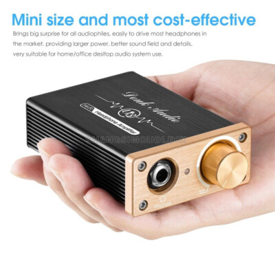 Gold Mini Class A Headphone Amplifier Hi-Fi Desktop Home Stereo Headset Amp