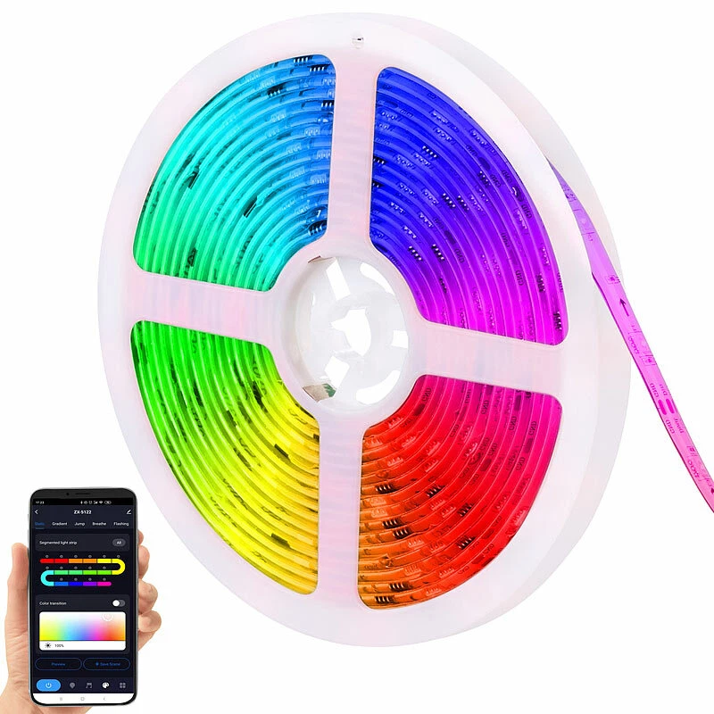 WLAN-RGBIC-LED-Lichtstreifen, Soundsteuerung, App, Sprachsteuerung, 5m - Bild 2 von 4