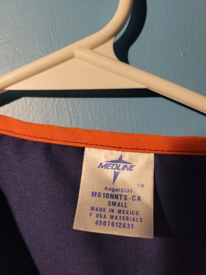 Blusa Médica Medline para Mujer Talla Pequeña Azul/Naranja Talla S Foto 4 de 4