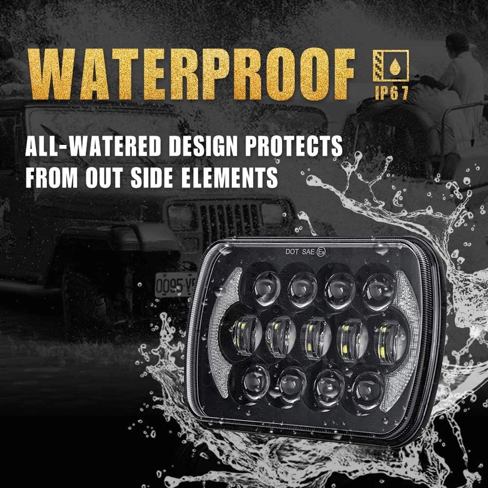 Faros LED cuadrados de haz alto/bajo de 5x7" 7x6 para GMC K2500 K3500 C1500 Savana 2 piezas Foto 4 de 4