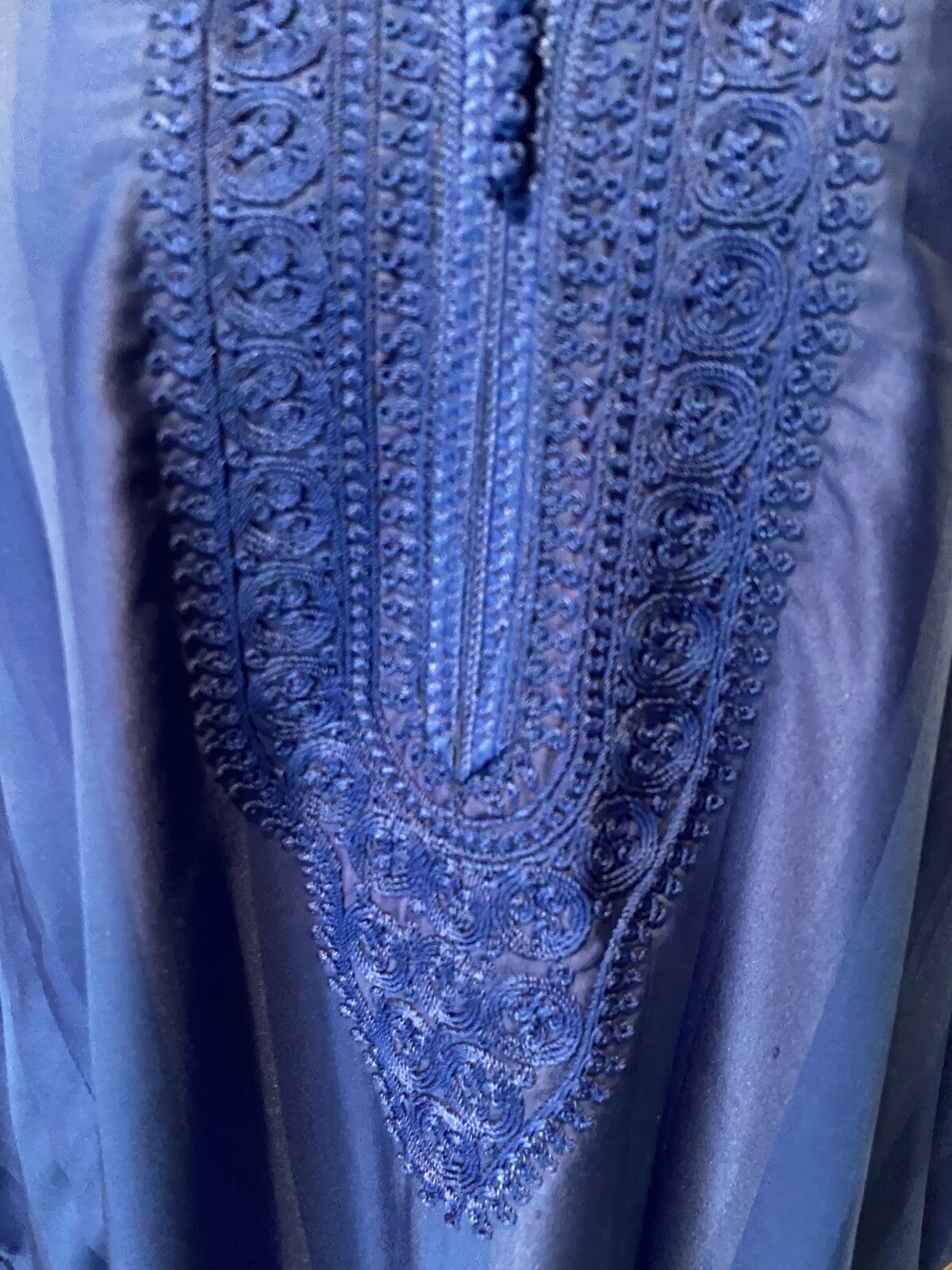 Quality Handmade Solid Royal Blue Embroidered  V-… - image 9