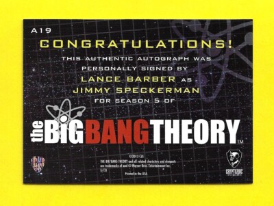 Cryptozoic Big Bang Theory Season 5 Autograph A19 Lance