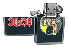 AC/DC Highway To Hell Album Art Flip Top Chrome Oil Lighter Wind Resistant Flame