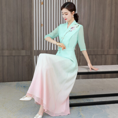mint green asian dress Ming-Na Bespoke Dress | Modern Green Silk Qipao