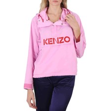 Kenzo Ladies Rose Logo-print Hooded Jacket