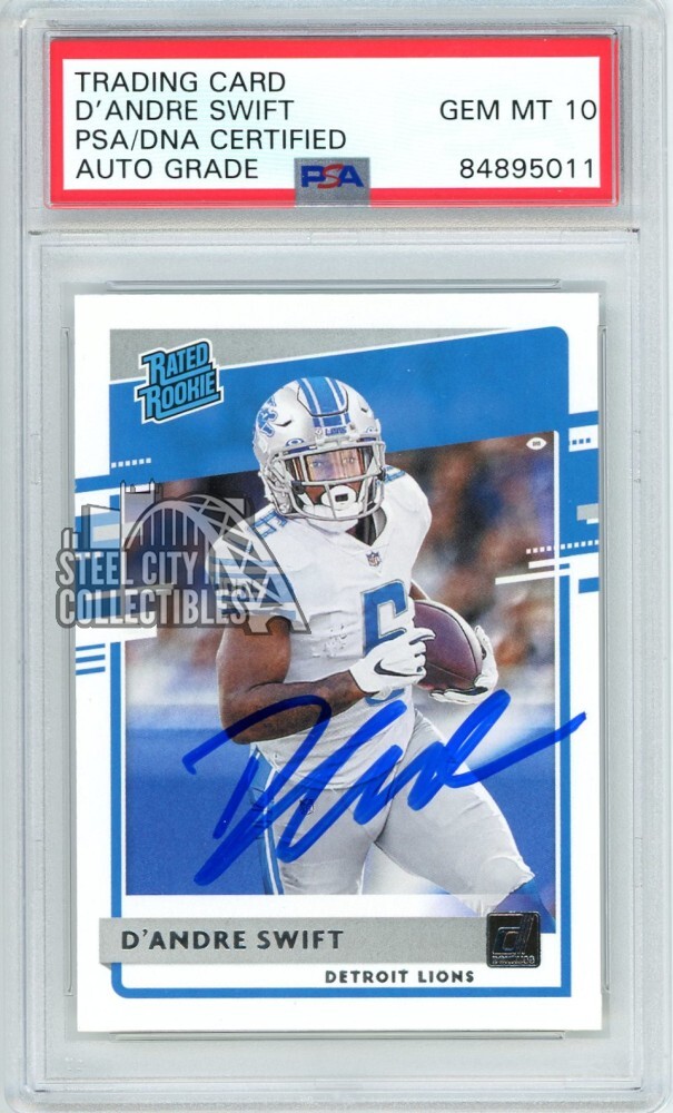 D'Andre Swift 2020 Panini Donruss Autograph Rookie Card #309 PSA/DNA 10