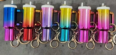 Mini Tumbler Gradient Keychain Colorful Key Chain for Bag Backpack Purse Charm