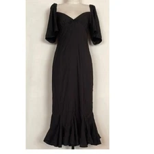 NWOT RHODE BLACK MATTE SHORT SLEEVE MIDI DRESS SIZE S