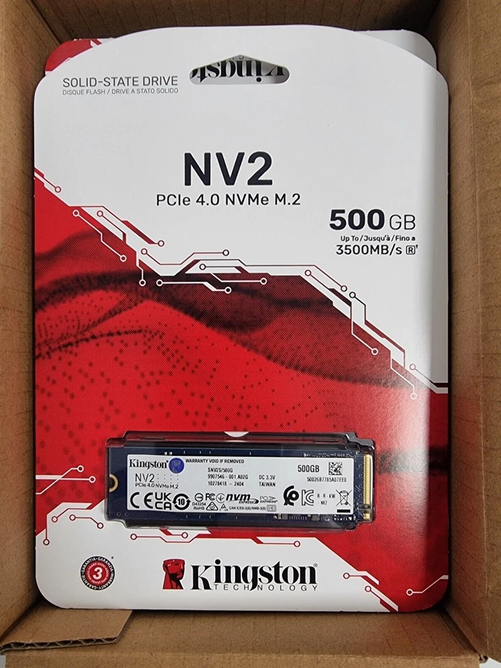 KINGSTON NV2 M.2 500GB Solid State Drive SSD & Sabrent M.2 SDD to PCIe Adapter - Image 2 of 3