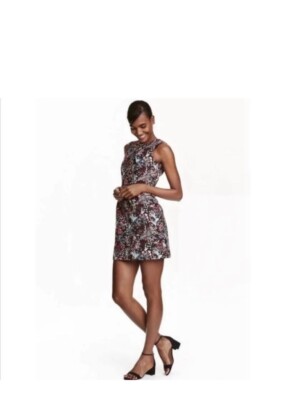 Beautifully Embroidered Women s H&M Floral Jacquard Dress Size 6