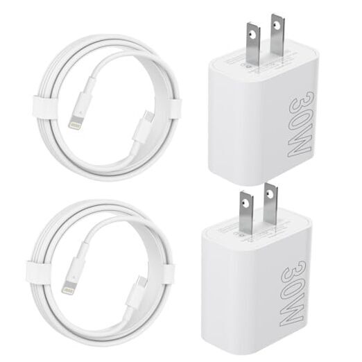 30W iPhone USB C Charger, 2 Pack USB C Wall Fast Charger Adapter with 2 Pack