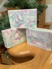 Handcrafted Swirl Soap Bar Purple, Green, White