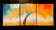 Wall Art 3Pcs Abstract Colorful Blooming Tree Painting Framed Canvas Art 12x16
