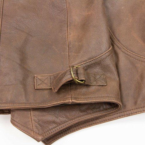 Vintage Marlboro Mens M Brown 100% Leather Western Ranch Cowboy Waistcoat Vest - Picture 4 of 7