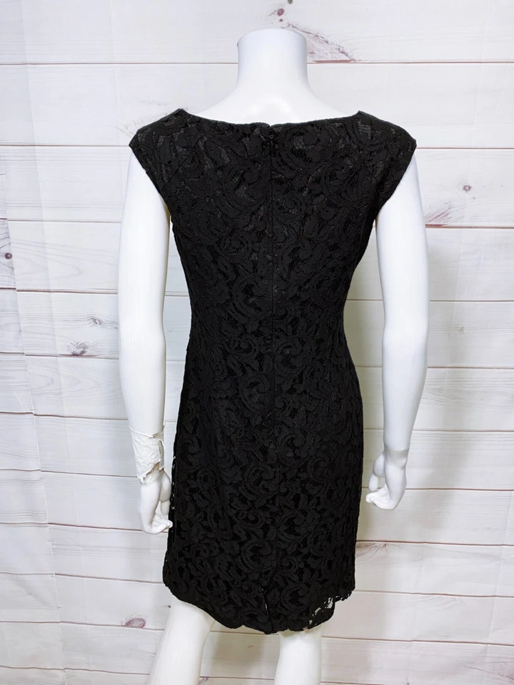 Платье женское Coldwater Creek размер 10 черное кружевное с подкладкой без рукавов сзади на молнии - Изображение 4 из 4