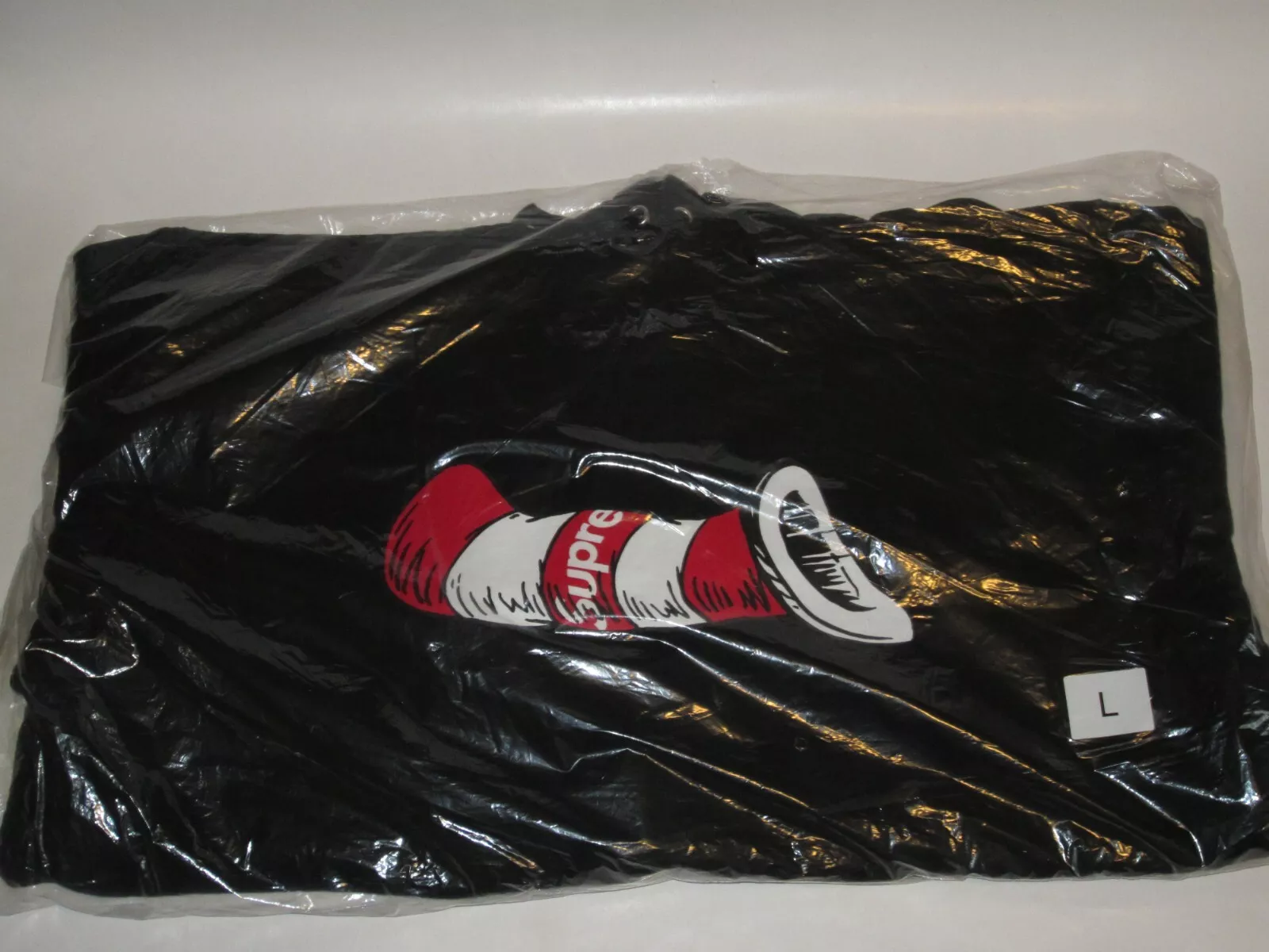 Sweat shirt à capuche SUPREME Cat In The Hat NOIR homme grand NEUF F/W 2018 Dr Seuss