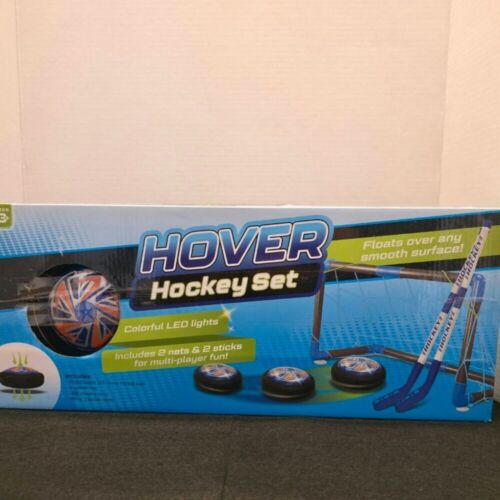 Hover Hockey Set with LED Light-Up Puck, 2 Goals & Sticks | Indoor Rechargeable