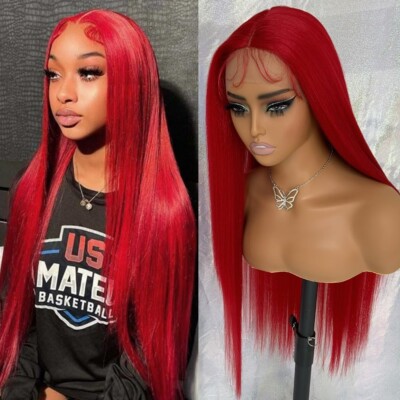 Red Hair Heat Safe Synthetic Wigs Women Red Hair Lace Front Wigs