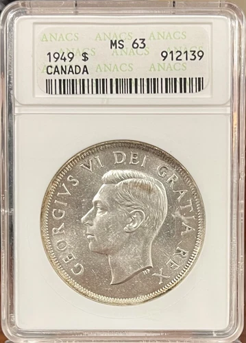 SILVER 1949 Canadian Dollar Anacs MS63 SS~163