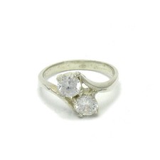 Stylish Sterling Silver Ring Solid 925 With 2X5.5mm Cubic Zirconia Handmade