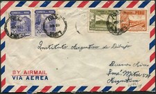 Peru Lima to Argentina Airmail Cover 1951 Latin America Postage