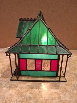 1997 Coca-Cola Stained Glass Train Station Lamp | eBay