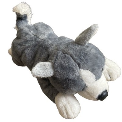 Husky Wolf Dog Plush Puppy Grey White Stuffed Toy Laying FAO Schwarz 18 