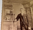 Rare Antique ID'd Railroad Express Clerk Taxidermy Bird PIP Dog Cabinet Photo VT — photo 5