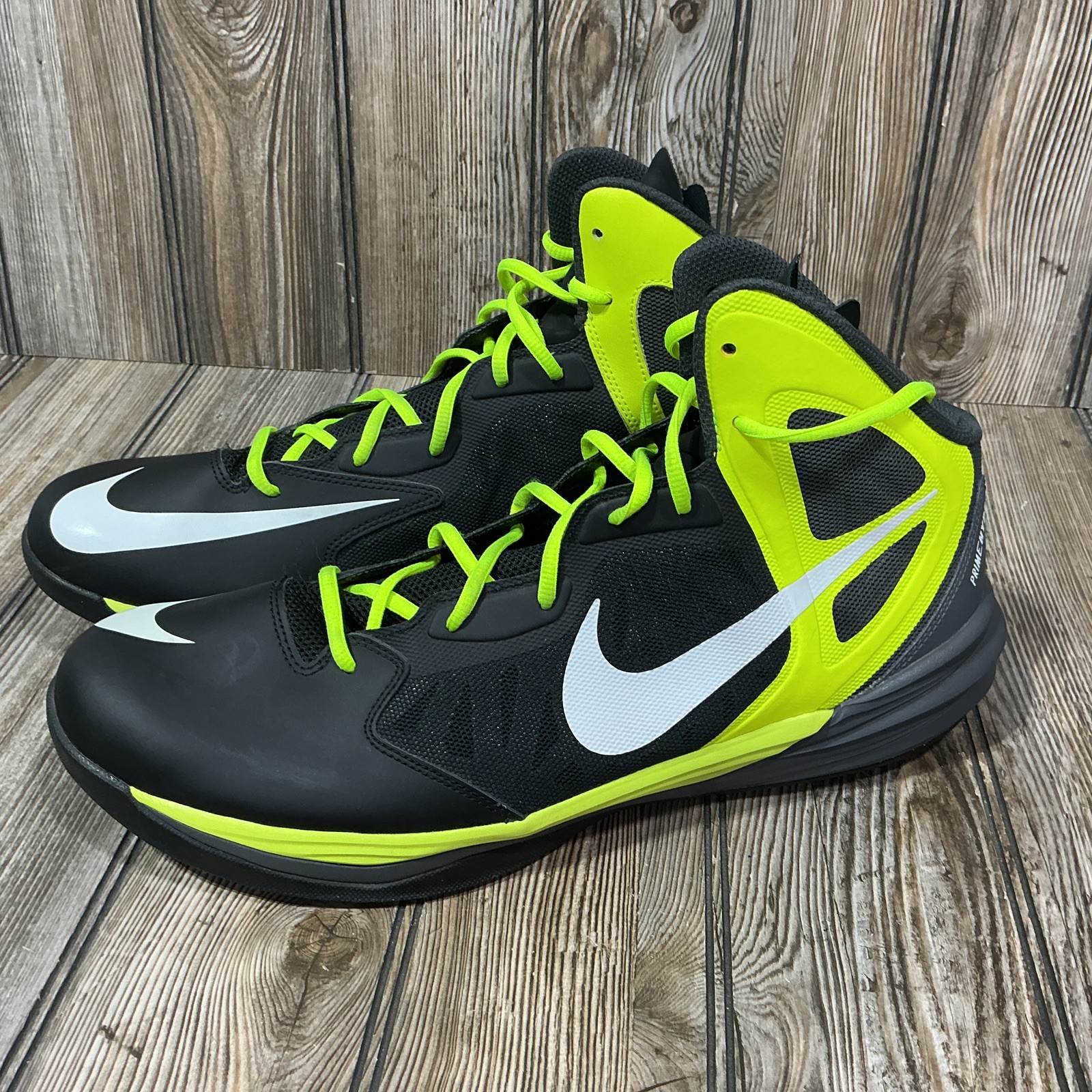 Size 15 NIKE Prime Hype DF 683705-001 Black Volt Yellow Bask