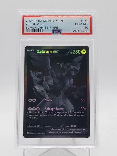 ZEKROM EX 2025 POKEMON BLACK BOLT #172 BLACK WHITE RARE PSA 10 Q3963