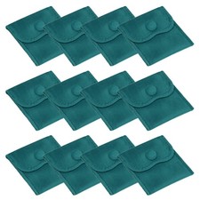 12 Pcs 3x3 Inch Velvet Jewelry Pouches Gift Bags with Snap Button Dark Green
