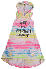 Angel Face 6 - 6x girls multi color striped sleeveless beach cover up hoodie