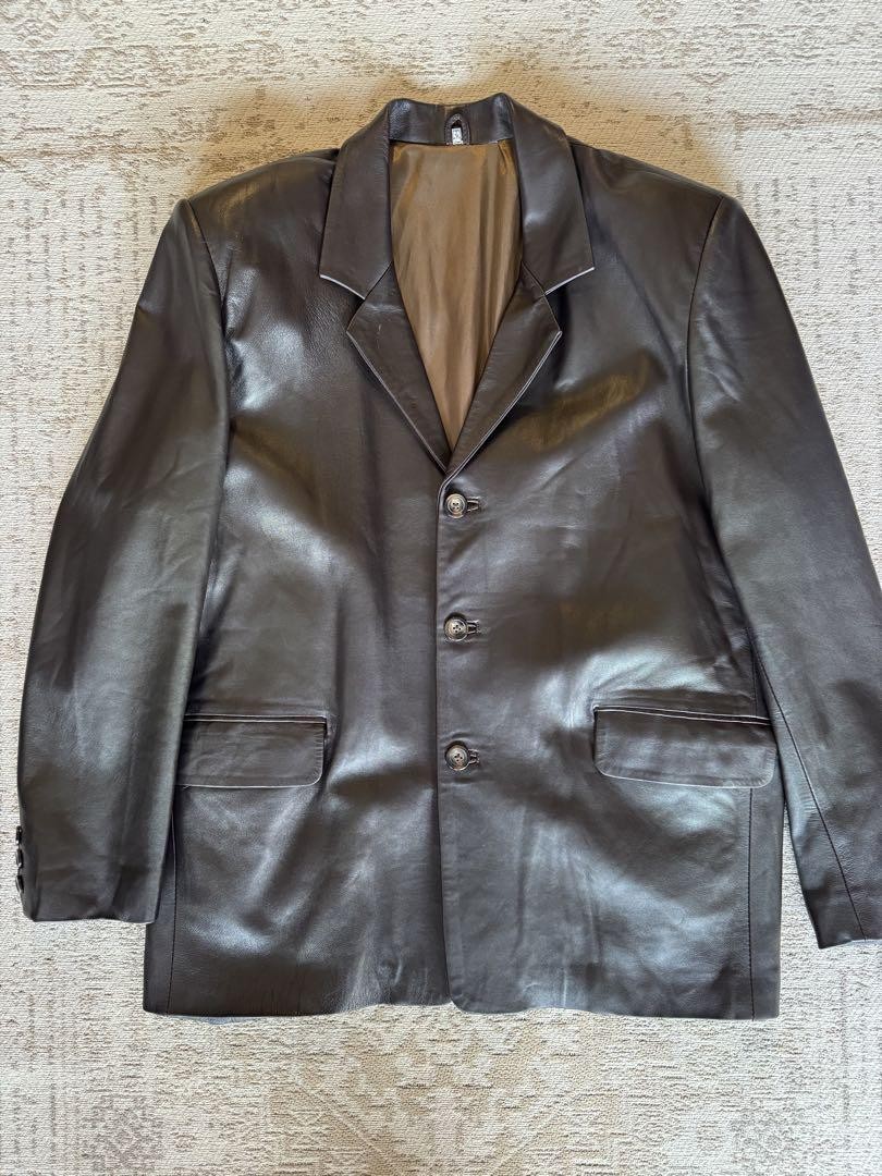 Vintage 80s European Leather Tailored Jacket Size 52