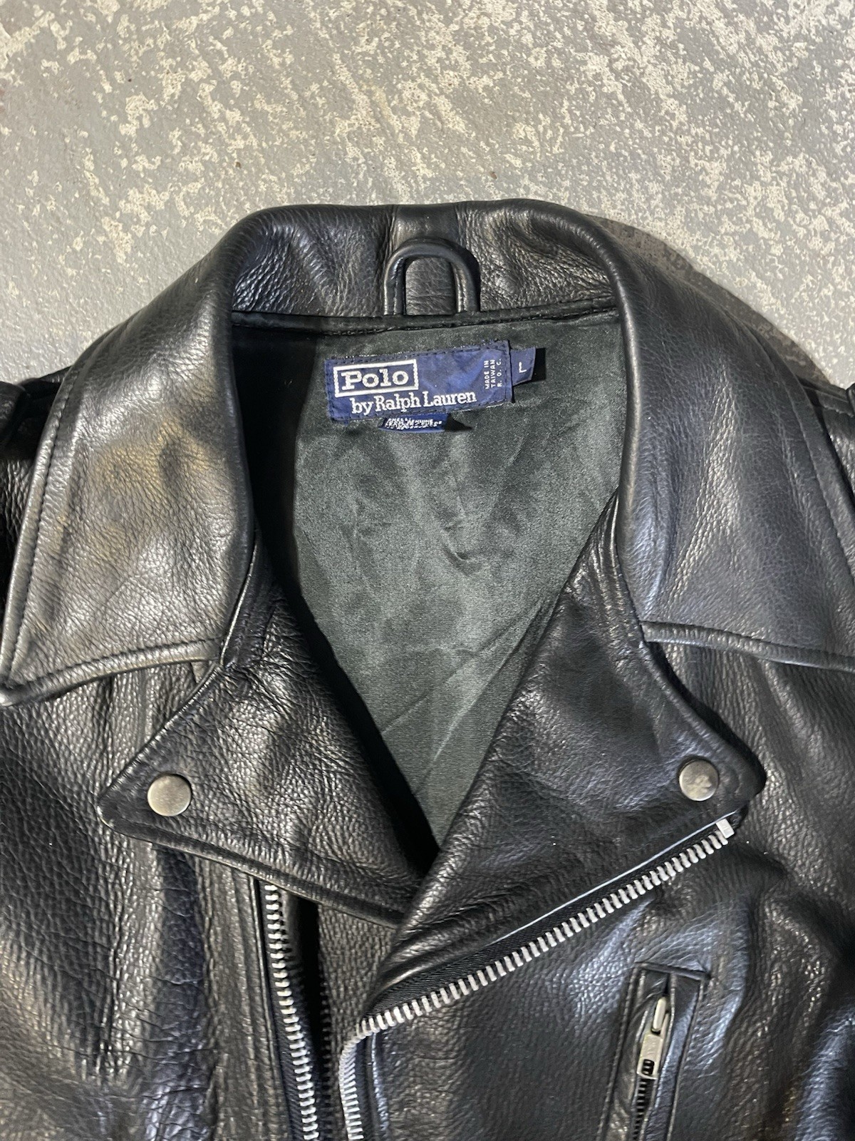 VINTAGE 80'S POLO RALPH LAUREN MOTORCYCLE LEATHER SCHOTT STYLE TALON ZIP JACKET image 3