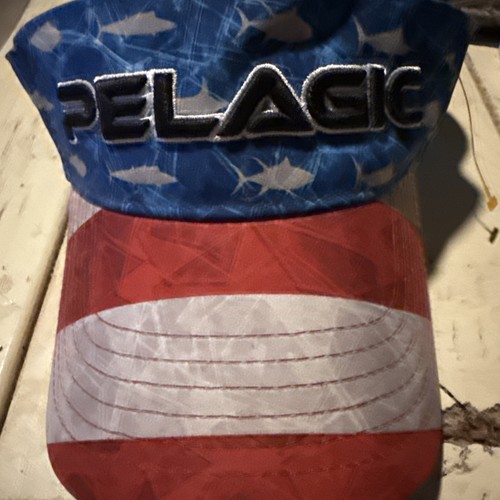Pelagic Angeln Schirmmütze Kappe Riemen hinten blau amerikanische Flagge Marlin Tiefsee Herren - Bild 2 von 10