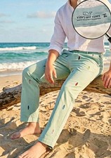 Vineyard Vines Boys Boat Pants Embroidered Surfboard Aqua Blue Size 14