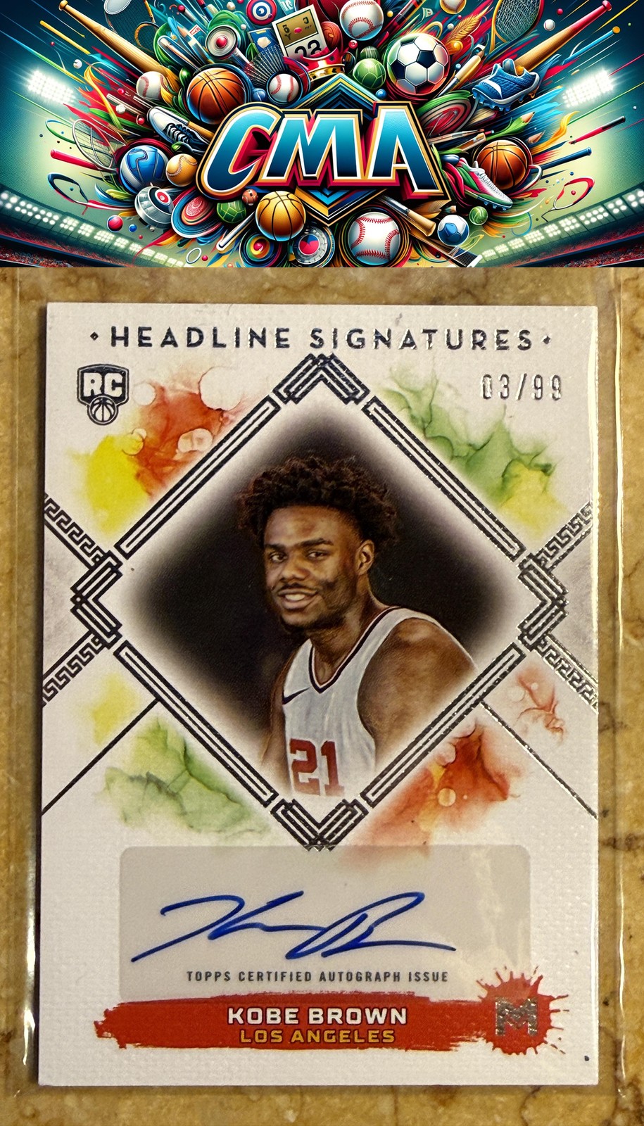 2023-24 Topps Motif #HS-KBR Kobe Brown Headline Signatures #/99
