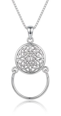 Schmuck Trends Sterlingsilber keltische Knotenarbeit Charm Halter runder Anhänger Halskette