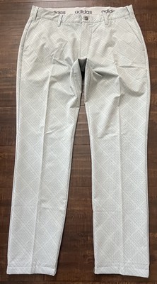 ADIDAS Justin JOHNSON GOLF STRAIGHT Leg Pants Athletic Plaid Print Gray sz 34