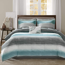 Madision Park Essentials Aqua Queen Comforter Set  Sheet Set, 9 Pieces