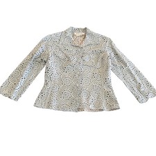 NWT Kay Unger New York Women's 100 Silk Floral Eyelet Button Down Blazer Size 4