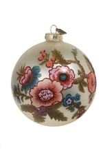 Raz Imports Vintage Floral Ball Ornament Gold 4.75in